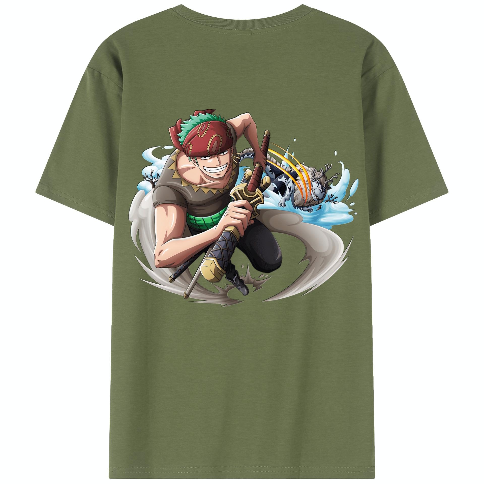 ワンピース ロロノア・ゾロ ONE PIECE Roronoa Zoro 綿100％半袖Tシャツ（背面プリント）